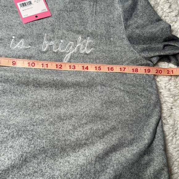 Kate Spade All is Bright Gray Embroidered Sweatshirt Super Soft Pullover Sweater - Picture 5 of 9